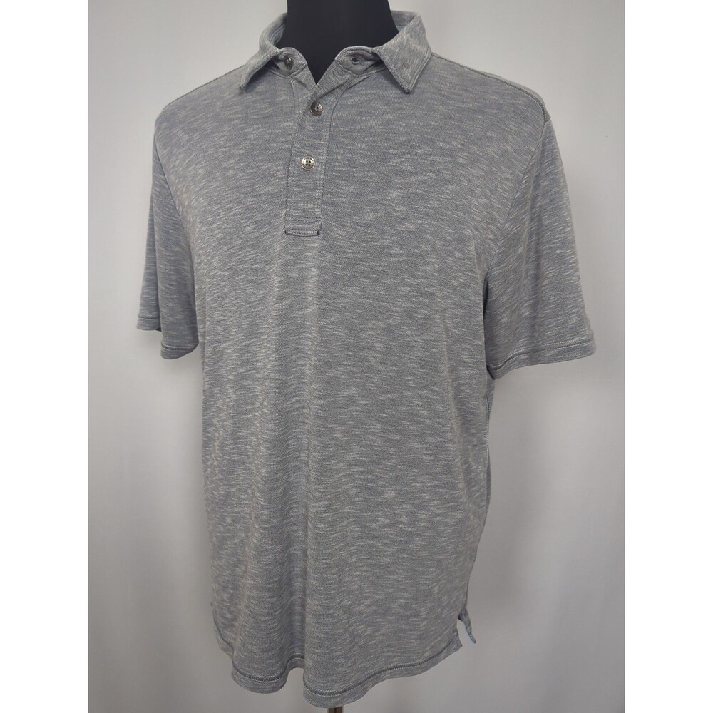 Tommy Bahama Gray Short Sleeve Polo Shirt Size Large Modal Golf Performance